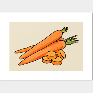 Carrot cartoon illustration Posters and Art